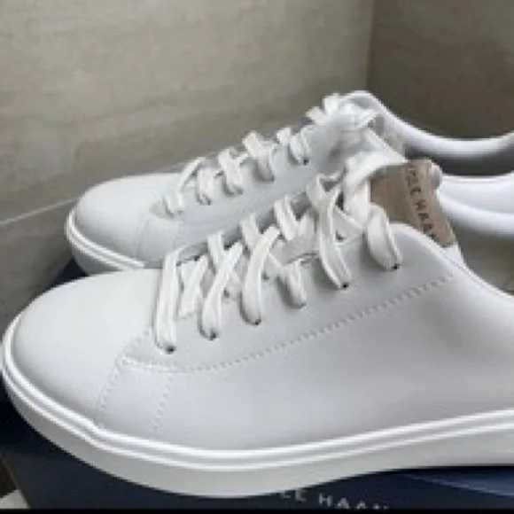 Cole Haan White and Tan Leather Sneakers - Picture 3 of 7